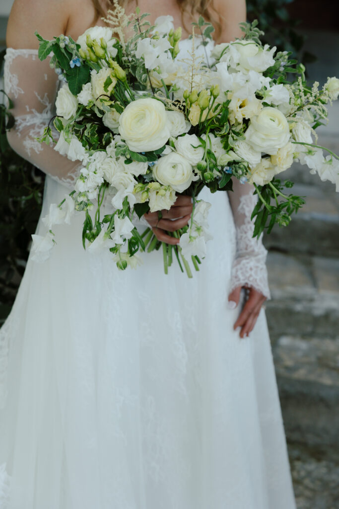 Bouquet close-up with fresh greenery
